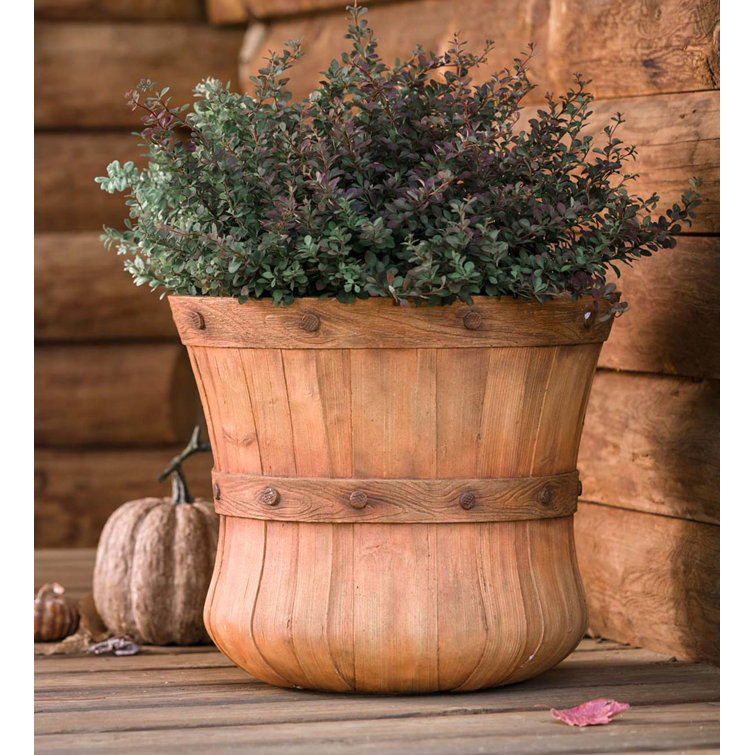 POT DE FLEUR,Hexagon Mouth-L--Pot De Fleurs'extérieur En Bois Brun, Rond Et Plat, Forme